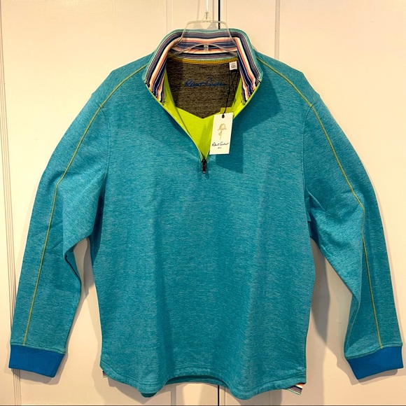 ROBERT GRAHAM ‘ABDUL’ 1/4 ZIP LONG SLEEVE KNIT - MINT COLOR - CLASSIC FIT - Picture 2 of 10